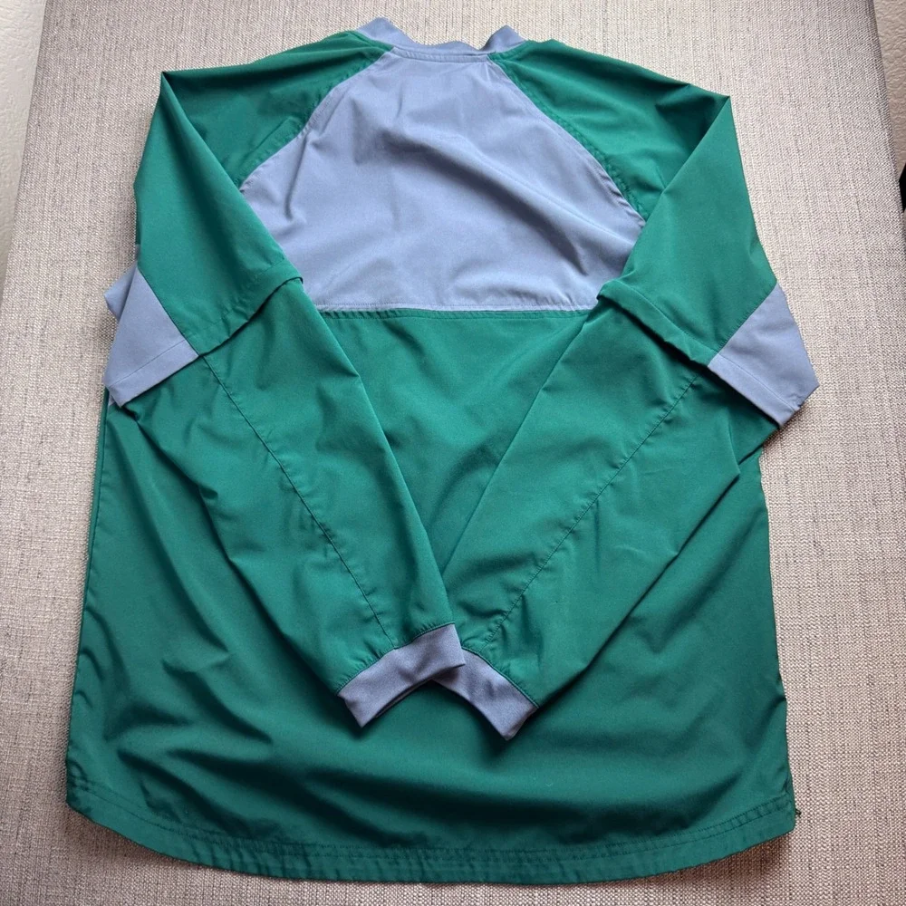 Adidas Mens Quarter Zip Windbreaker Pullover Jacket Green Grey Large Athletic